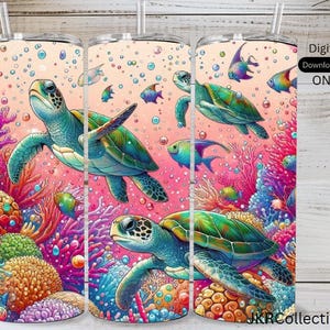 Turtle Tumbler Wrap: 20 OZ Sublimation Design (Digital Download)