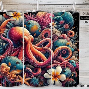 octopus wrap , 20 OZ Tumbler Design wrap ,sublimation, turtle  png  sea tumbler Design