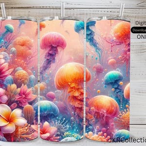 jelly fish wrap , 20 OZ Tumbler Design wrap ,sublimation, turtle  png  sea tumbler Design