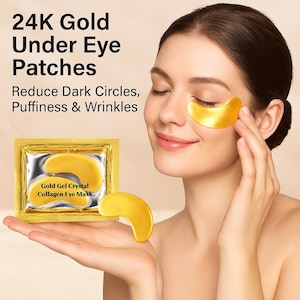 Gold Under Eye Mask Set 10 Pairs  Hand Packaged Collagen Gel Pads | Puffiness and Hydration | Self Care Spa Gift for Her