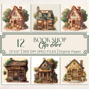 Pacote de Clip Art para Livraria Livraria Papel Digital Lixo Diário, Scrapbooking, Criação de Cartões, Encartes de Diário Papel Imprimíveis, Caprichoso
