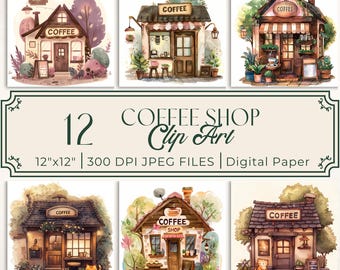 Coffee Shop Clip Art Bundle Cottagecore Digital Paper Junk Journal Inserts, Card Making, Whimsical Printable, Coffee Digital Clipart