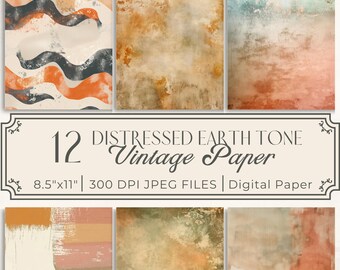 Distressed Earth Tone Vintage Paper: Junk Journal Kit (Digital Download)