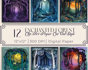 Enchanted Forest Clipart Bundle: 3D Paper Cut Style (Digital Download)