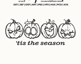 Tis the season Embroidery Design, Halloween Embroidery Design, Boo Embroidery Designs,  4x4 hoop designs, digital files, instant download