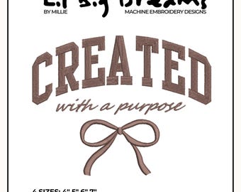Created with a purpose embroidery design, Boho Christian Embroidery Design, Christian Embroidery, DST PES File For Christian