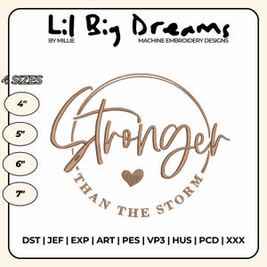 Stronger than the storm embroidery design, Boho Christian Embroidery Design, Christian Embroidery, DST PES File For Christian