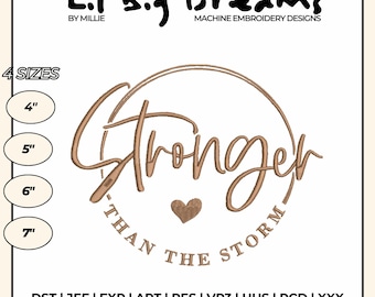 Stronger than the storm embroidery design, Boho Christian Embroidery Design, Christian Embroidery, DST PES File For Christian