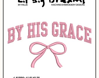 By his grace embroidery design, Boho Christian Embroidery Design, Christian Embroidery, DST PES File For Christian