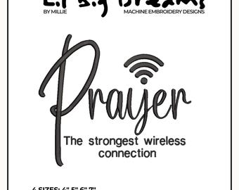 Prayer the strongest wireless connection embroidery design, Boho Christian Embroidery Design, Christian Embroidery, 4x4 hoop design