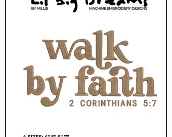 Walk by faith embroidery design, God Embroidery Design, Christian Embroidery, DST PES File For Christian