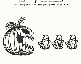 Cute Ghosts Embroidery Design, Halloween Embroidery Design, Boo Embroidery Designs,  4x4 hoop designs, digital files, instant download