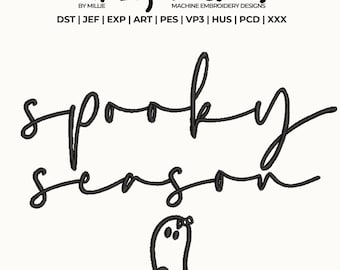 Spooky Season With cute boo Embroidery Design, Halloween Embroidery Design, Boo Embroidery Designs,  4x4 hoop designs, digital files