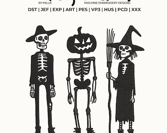 Spooky Gang Embroidery Design, Halloween Embroidery Design, Boo Embroidery Designs,  4x4 hoop designs, digital files, instant download