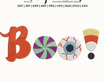 Cute Spooky Embroidery Design, Halloween Embroidery Design, Boo Embroidery Designs,  4x4 hoop designs, digital files, instant download