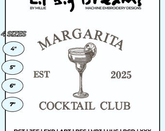 Margarita Embroidery Design, Cocktail Machine embroidery file, Cute embroidery design