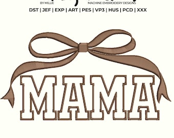 Mama Bow Embroidery Design, Coquette Mama Machine Embroidery Files, Mother's Day Gifts, 4x4 hoop designs