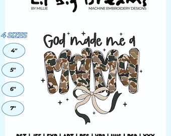 God Made me a Mama Embroidery Design, Mom Mom Embroidery Design, Mother Day Machine embroidery file, Mama Dst File, Gift For Mom