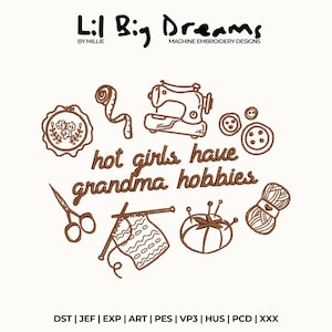 Hot girls have grandma hobbies Embroidery Design, Thrifting lover Machine Embroidery Files, DST PES File For Embroidery Machine