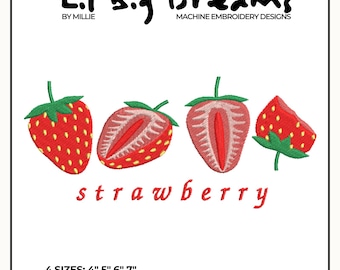 Cute strawberry Embroidery Design, Fruits Machine embroidery file, Cute embroidery design