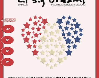 USA flag embroidery design, 4th of July machine embroidery file, DST PES file