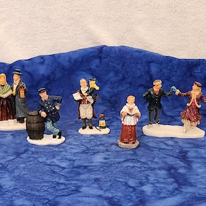 Lemax Carolers Captain w Barrel or Ice Skating Couple Christmas Village Home Décor, Christmas Village Accessories Village Home Décor