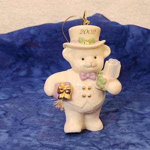 Lenox Teddy Bear with Gifts Christmas Ornament Holiday Home Décor, Gift for Mom, Elegant Christmas Ornament Lenox Teddy Bear with Gifts