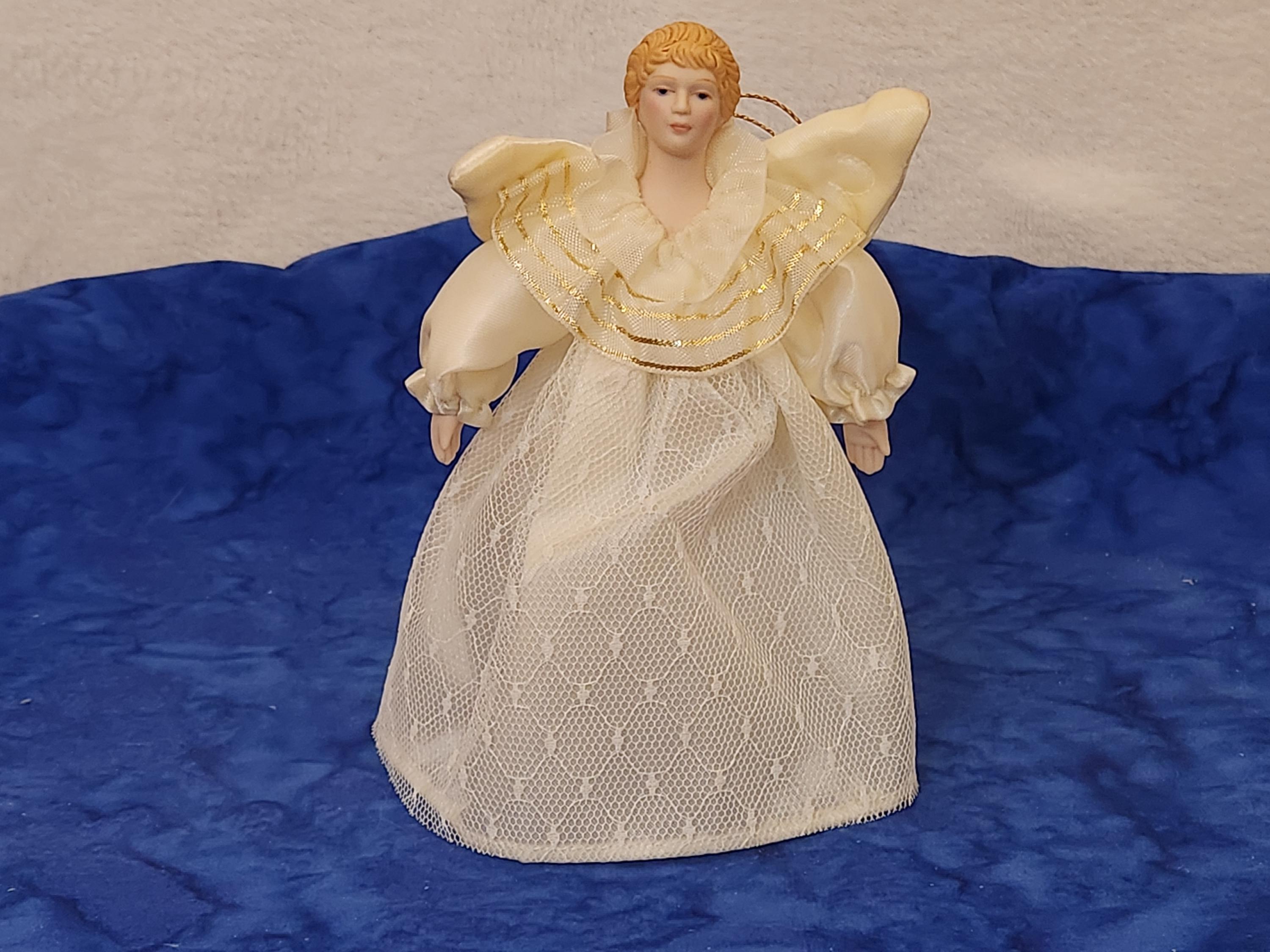 Avon Victorian Angel in Lacey Dress Christmas Ornament or Tree Topper Christmas Tree Trim Home Décor, Gift for Christmas, Gift for Daughter
