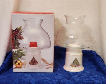Hurricane Lamp with Christmas Tree Holiday Home Décor, Gift for Christmas, Christmas Hurricane Lamp for Candle Holiday Home Décor