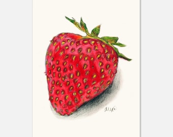 Strawberry- Hand-drawn art print