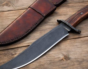 Handmade Carbon Steel Blade Survival Bowie Knife - Hunting Knife With Leather Sheath