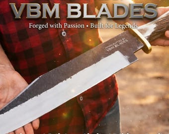 Handmade Carbon Steel Bowie Knife – Stag Horn Handle, Leather Sheath