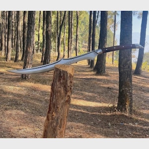 Espada Viking artesanal em aço carbono 5160, cabo integral, com bainha de couro, espada viking, espada de caça.