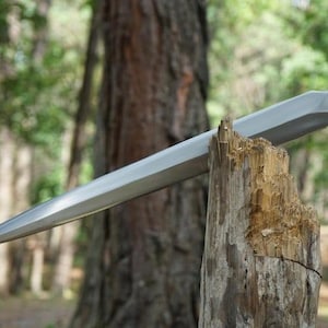 Handgefertigtes Carbonstahl Viking Speer-Schwert mit Lederscheide – Jagdklinge Bild 2