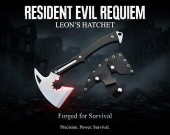 Resident Evil Requiem Leon's Hatchet Axe with Leather Sheath | RE9 Full Tang Axe