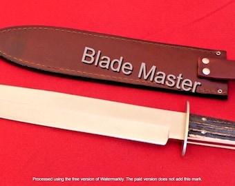 Handmade D2 Steel Bowie Knife, Stag Antler Handle, Rio Grande Replica