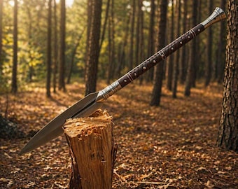 Handmade Viking Spear 5160 High Carbon Steel, Full Tang Rosewood Handle, With Leather Sheath