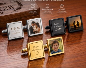 Custom Wedding Cufflinks for Groom | Personalized Gold Gift Box-Personalized Cufflinks for Wedding Day | Gift for Him-Handcrafted Cuff Links