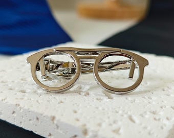 Glasses-shaped tie clip, Excellent design tie clip, gift for boyfriend, gift for Dad,gift for Teenagers, novelty tie clip, Buy 3 get 1 free