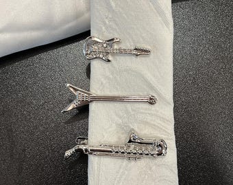 Music Tie Clip for Men, Handmade Guitar Piano Saxophone Tie Bar, Musician Gift for Husband Boyfriend Dad, Wedding Suit Accessory, Gift Box