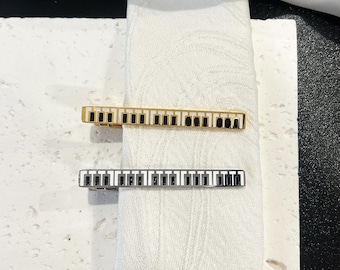 Handmade Piano Tie Clip – Unique Musical Gift for Men – Perfect for Christmas, Weddings, and Special Occasions – Available in Gold, Silver