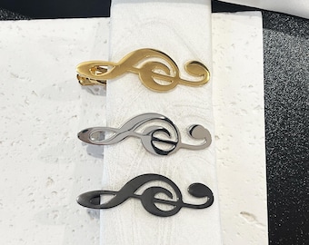Tie Clip for Men–Treble Clef Tie Bar–Musician Gift,Wedding Groomsmen Gift,Stylish Men’s Accessories,Music Lover Gift,Handmade Tie Clip