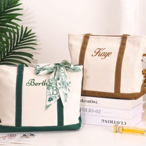 Personalised Tote Bag,Bridesmaid Gift,Beach Handbags,Embroidered Canvas Bag with initials,Custom Text Tote, Bachelorette Gifts,Gift for Her