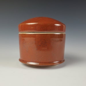 Copper Red Ceramic Jar with Lid, Handmade Pottery, Wheel Thrown, Storage Container, Lidded Jewelry Box, Canister, Stoneware, Decorative image 1