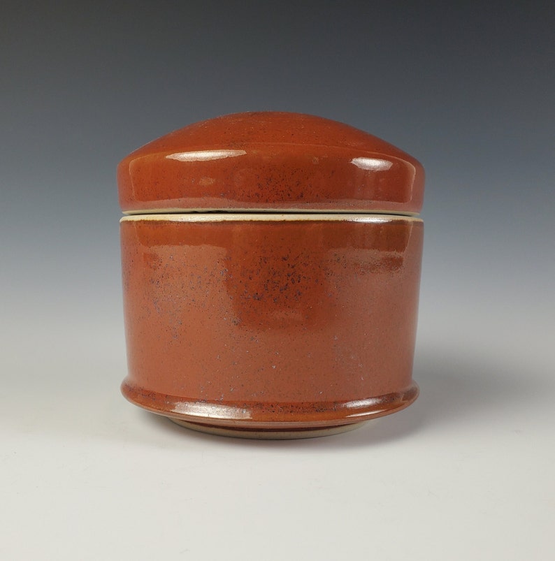 Copper Red Ceramic Jar with Lid, Handmade Pottery, Wheel Thrown, Storage Container, Lidded Jewelry Box, Canister, Stoneware, Decorative image 1