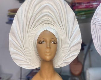 Asooke Gele listo para usar, turbante nupcial, accesorio tradicional de boda nigeriano, autogele rosa, autogele