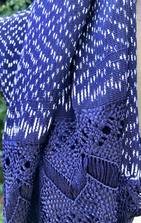 Blue Silk FringeScarf~ Wrap, Summer Shawl, Weddin… - image 9