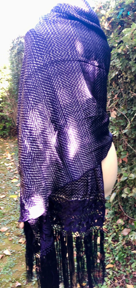 Blue Silk FringeScarf~ Wrap, Summer Shawl, Weddin… - image 7