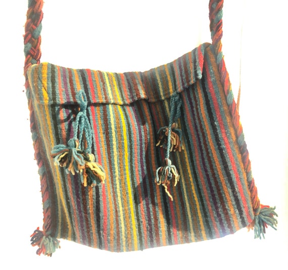 Vintage Boho Satchel   book bag, cross strap purs… - image 3