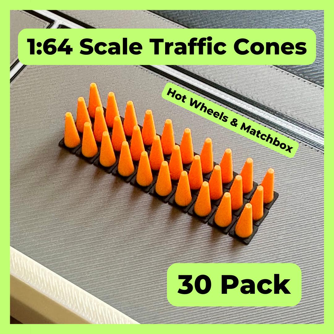 Car6 1:24 Scale Traffic Cones (24-Piece) – Plastic Scenery For Slot Tracks, Dioramas, R/C Cars – Made In USA